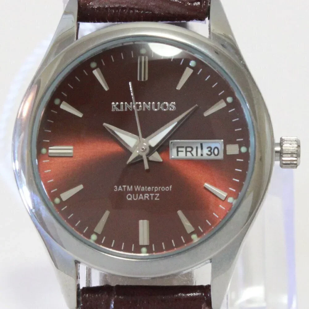 Women's Contemporary Dress Watch Silver With Brown Strap 28mm
